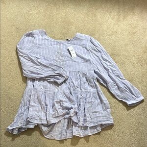 American Eagle NWT Light Purple Striped Long Sleeve Blouse